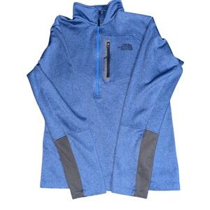 The North Face Mens Blue Heather Quarter Zip Pullover Fleece Jacket Small